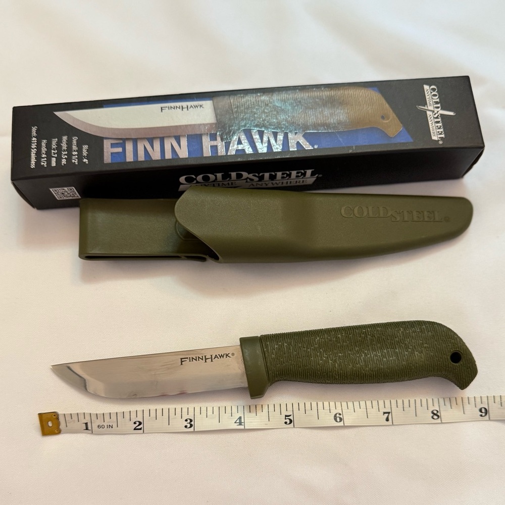 Cold Steel Finn Hawk OD Green 4" Fixed 4116 Stainless Blade Knife w/Sheath 20NPK